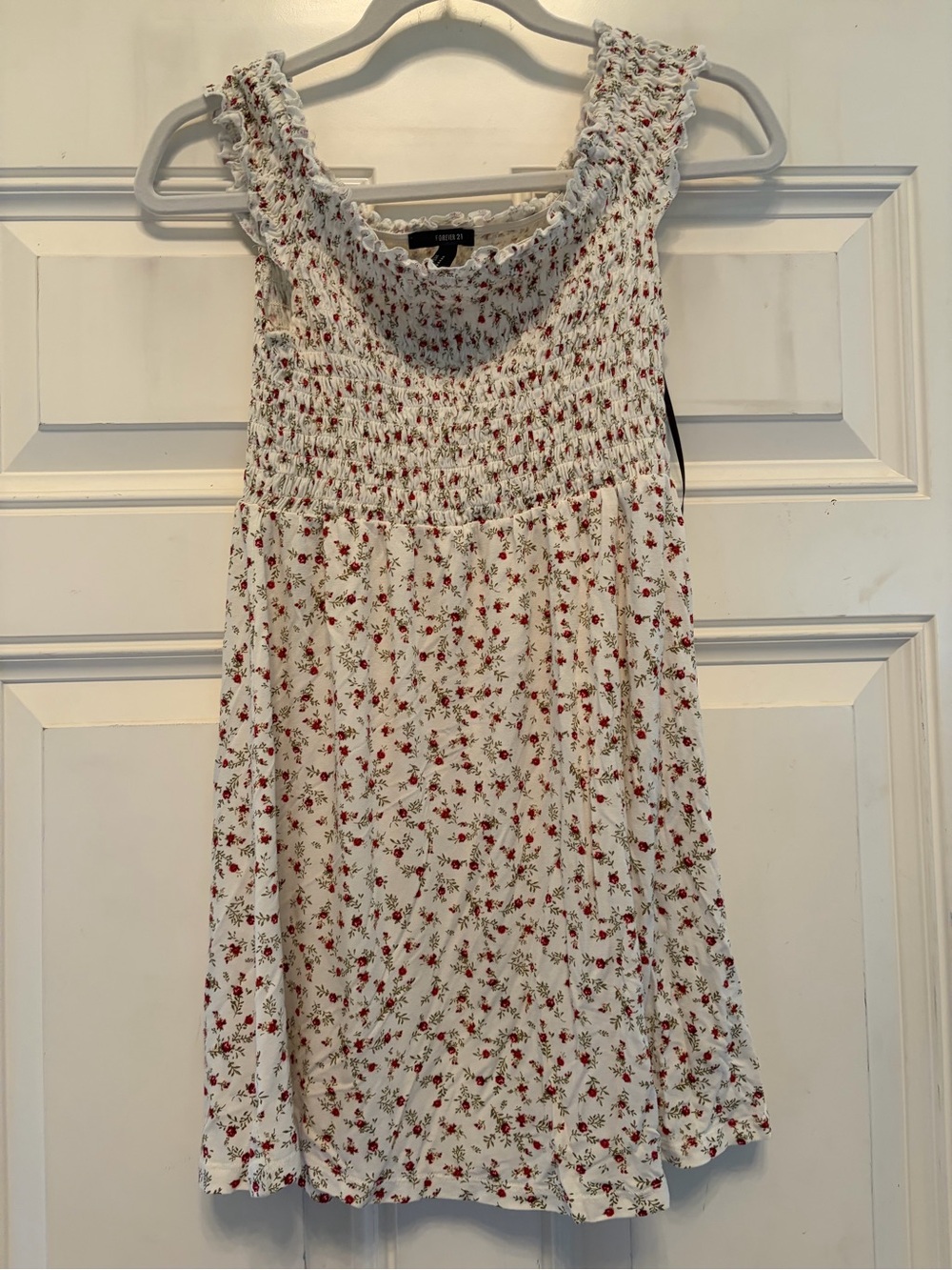 Forever 21 White Mini Dress with Red Floral Print